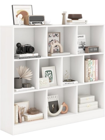 COSTWAY Bücherregal mit 10 Fächern 120 x 24 x 104 cm in Weiß