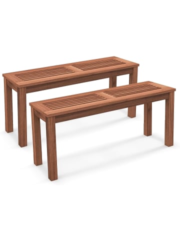 COSTWAY 2er Set Gartenbank 100 x 30,5 x 47 cm in Braun