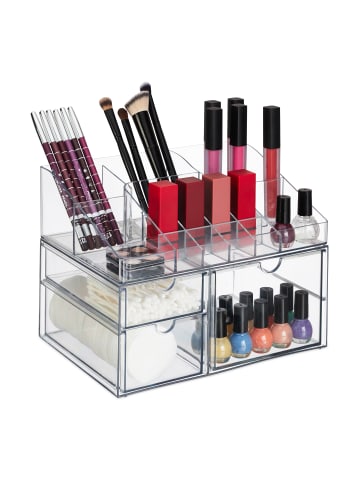 relaxdays Make Up Organizer in Transparent - (B)25,5 x (H)18 x (T)17,5 cm