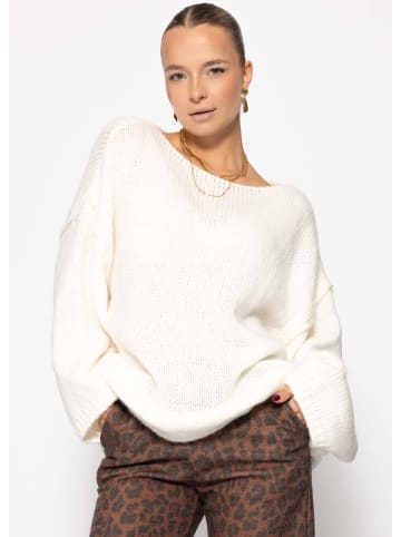 SASSYCLASSY Oversize-Pullover mit Rundhalsausschnitt in Weiß