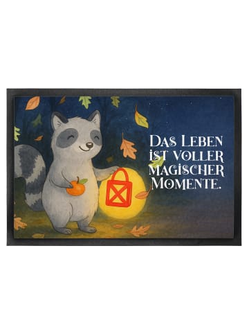 Mr. & Mrs. Panda Schmutzmatte Waschbär Laterne Design mit Spruch in Weiß