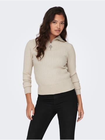 JACQUELINE de YONG Rippstrick Pullover Reißverschluss JDYMAGD in Beige