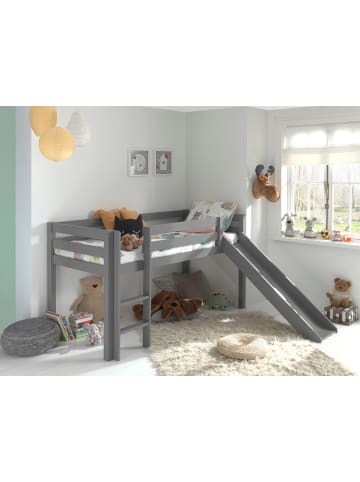 58 aufm Kessel KINDERBETT mit Rutsche Karolina 210x114x218 aus Massivholz in grau