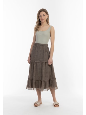 DreiMaster Damen Maxirock in Oliv Wollweiss