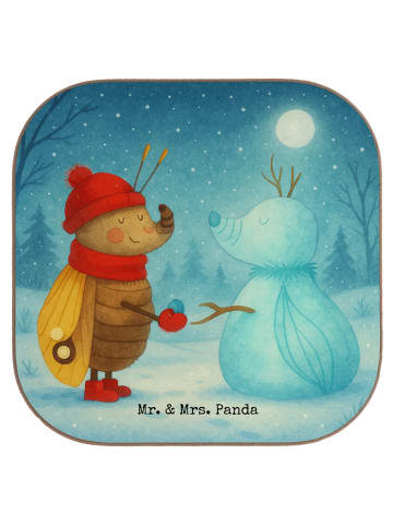 Mr. & Mrs. Panda Holzuntersetzer Nachtfalter Schneemann Design o... in Weiß