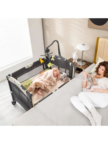 COSTWAY 4 in 1 Reisebett in Anthrazit