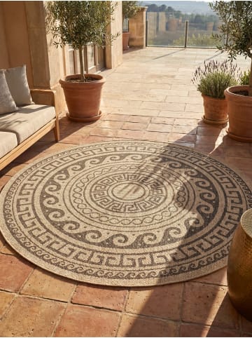 KADIMA DESIGN Teppich Outdoor Waschbar Vintage LOCARNO Strapazierfähig OEKO-TEX in Schwarz