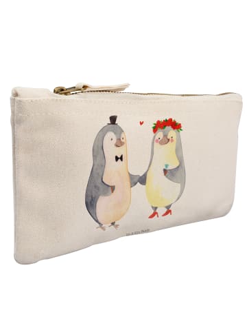 Mr. & Mrs. Panda Schminktasche Pinguin Heirat ohne Spruch in Weiß