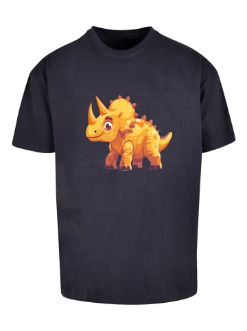 F4NT4STIC Heavy Oversize T-Shirt Süßer Triceratops Dinosaurier in marineblau