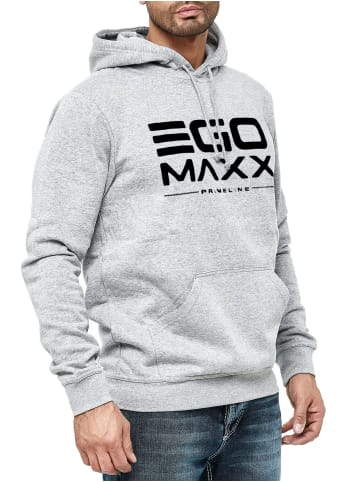 EGOMAXX Kapuzenpullover Hoodie EGO Sweater Sweatjacke Design in Grau