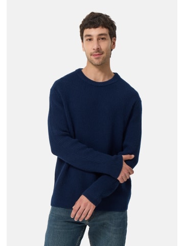 CASH-MERE.CH Grobgestrickter Wolle Rundhals Pullover in Dunkelblau