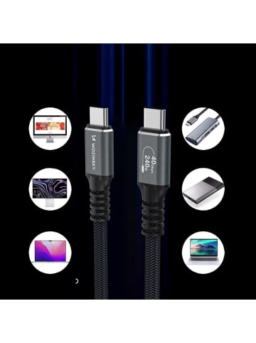 Wozinsky Wozinsky WPS-UY41S USB-C Thunderbolt 4 Kabel 240W 1m Schwarz in Schwarz