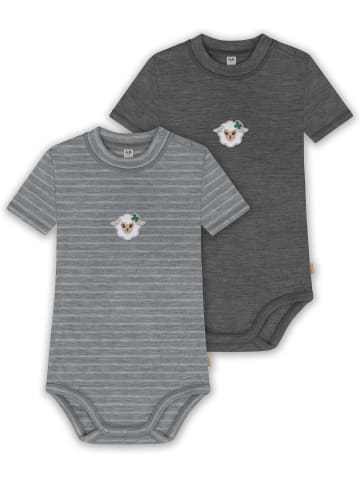 Normani Outdoor Sports 2x Baby Merino Kurzarmbody in Grau/Anthrazit