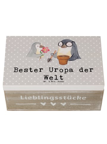 Mr. & Mrs. Panda Erinnerungskiste Pinguin Bester Uropa der Welt ... in Grau Pastell