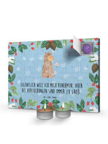 Mr. & Mrs. Panda adventskalender kerzen Alpaka Fahne mit Spruch in Eisblau