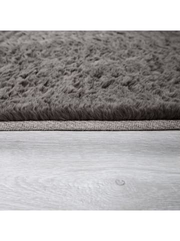 KADIMA DESIGN Hochflor Teppich Unifarben schmutzabweisend in Dunkelgrau