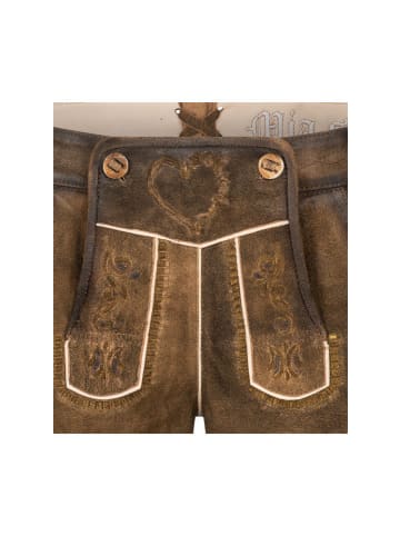 Nübler Lederhose Hotpants Tamara in Tabakbraun