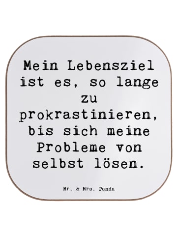 Mr. & Mrs. Panda Getränke-Untersetzer Spruch Lebensziele Prokras... in Weiß