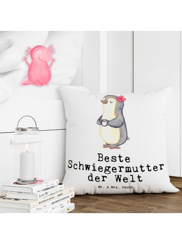 Mr. & Mrs. Panda Zierkissen Pinguin Beste Schwiegermutter der We... in Weiß