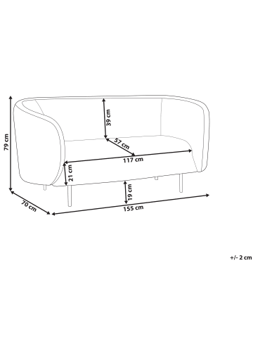 Beliani 2-Sitzer Sofa LOEN in Beige/Schwarz - (W) 155 x (H) 79 x (L) 70 cm