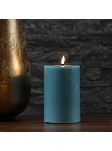 Deluxe Homeart LED Kerze Mia Echtwachs flackernd H: 15cm D: 10cm in jadegrün