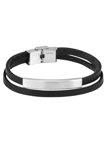 Adeliás Unisex Armband aus Leder 21 cm in schwarz