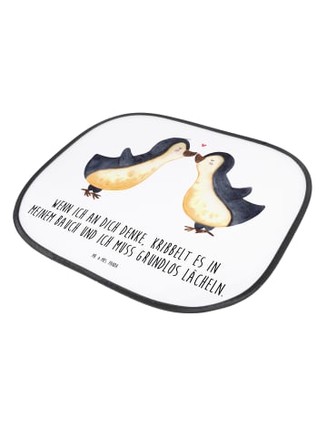 Mr. & Mrs. Panda Sonnenschutz Pinguine Kuss mit Spruch in Weiß