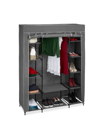 relaxdays Stoffschrank in Anthrazit - (B)135 x (H)175 x (T)45 cm