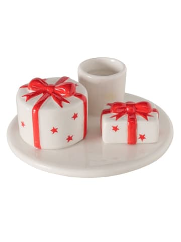 AltoBelli Kerzenhalter BIRTHDAY Weiß mit STERN und Schleife in Rot für 1 Kerze