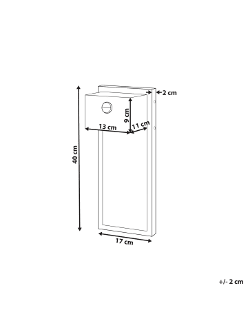 Beliani Wandleuchte für den Außenbereich CARRON in Grau - (W) 17 x (H) 40 x (L) 13 cm