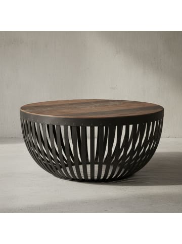 KADIMA DESIGN Couchtisch Industrial-Design, Recyceltes Mangoholz, Braun, 70x33x70 cm