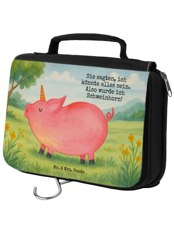 Mr. & Mrs. Panda Schminktasche Einhorn Schwein Design mit Spruch in Weiß