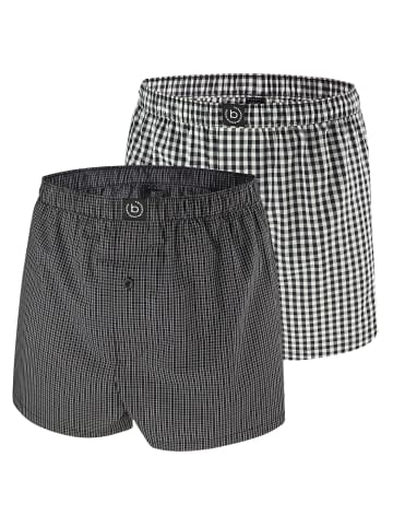 Bugatti Webboxershorts 2er Pack in Schwarz / Grau / Karo