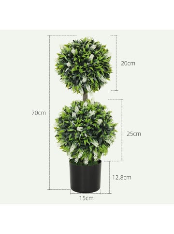 HOMCOM Kunstpflanze-15L x 15B x 70H cm-Weiß