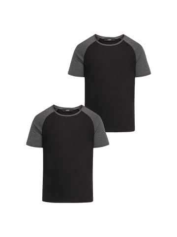 Humy T-Shirt 2er Set mit Raglanärmeln im Colorblock Design in Schwarz