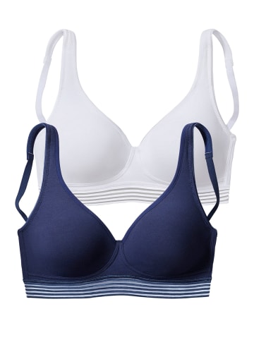 PETITE FLEUR Soft-BH in marine+weiß