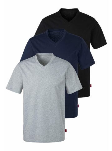S. Oliver V-Shirt in grau-meliert, navy, schwarz