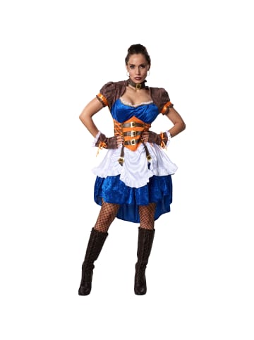 tectake Farbenfrohes Kleid mit kurzen Ärmeln, blau