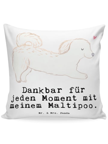 Mr. & Mrs. Panda kissen bedruckt Maltipoo Moment mit Spruch in Weiß