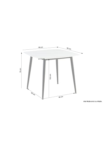 byLiving Tisch VERONA in weiß - 90 x 90, H 75 cm