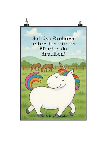 Mr. & Mrs. Panda Plakat Einhorn Stolzieren Design mit Spruch in Weiß