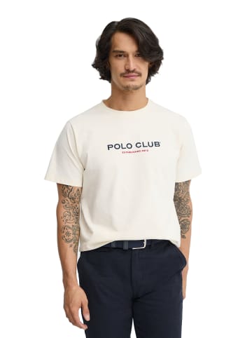 Polo Club T-Shirt ESTABLISHED MINIMAL TITLE VO in Ecru