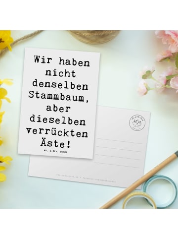 Mr. & Mrs. Panda Postkarte Adoptivkind Verrückte Äste mit Spruch in Weiß