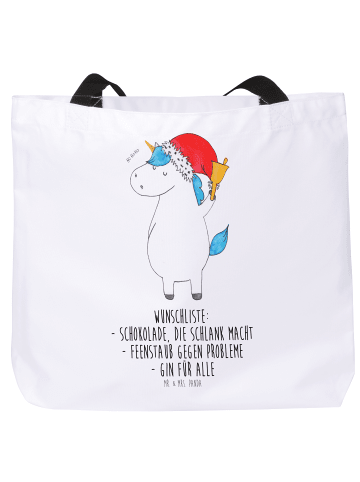 Mr. & Mrs. Panda Shopper Einhorn Weihnachtsmann mit Spruch in Weiß