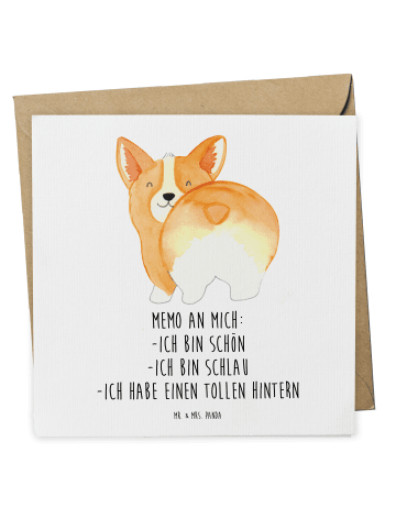 Mr. & Mrs. Panda Faltkarte Corgi Po mit Spruch in Weiß