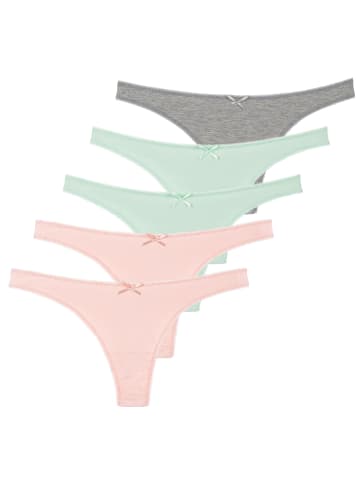 Yenita® String-Tangas 5er Set in mint-pink-grau