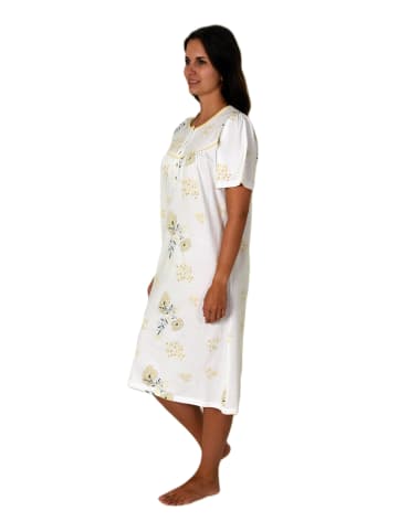 NORMANN kurzarm Nachthemd Design Knopfleiste am Hals - 85450 in vanille