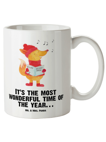 Mr. & Mrs. Panda Tasse Fuchs Sänger mit Spruch in Weiß