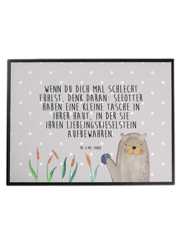 Mr. & Mrs. Panda Schreibtischunterlage Otter Stein mit Spruch in Grau Pastell