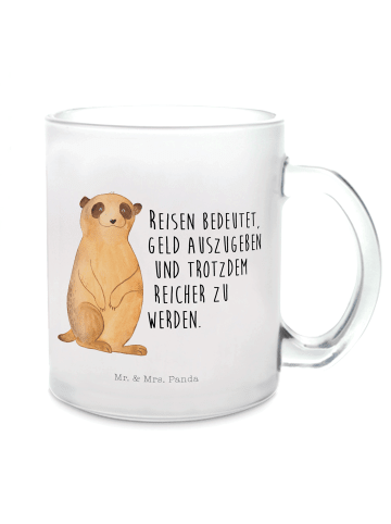 Mr. & Mrs. Panda Trinkglas Erdmännchen mit Spruch in Transparent